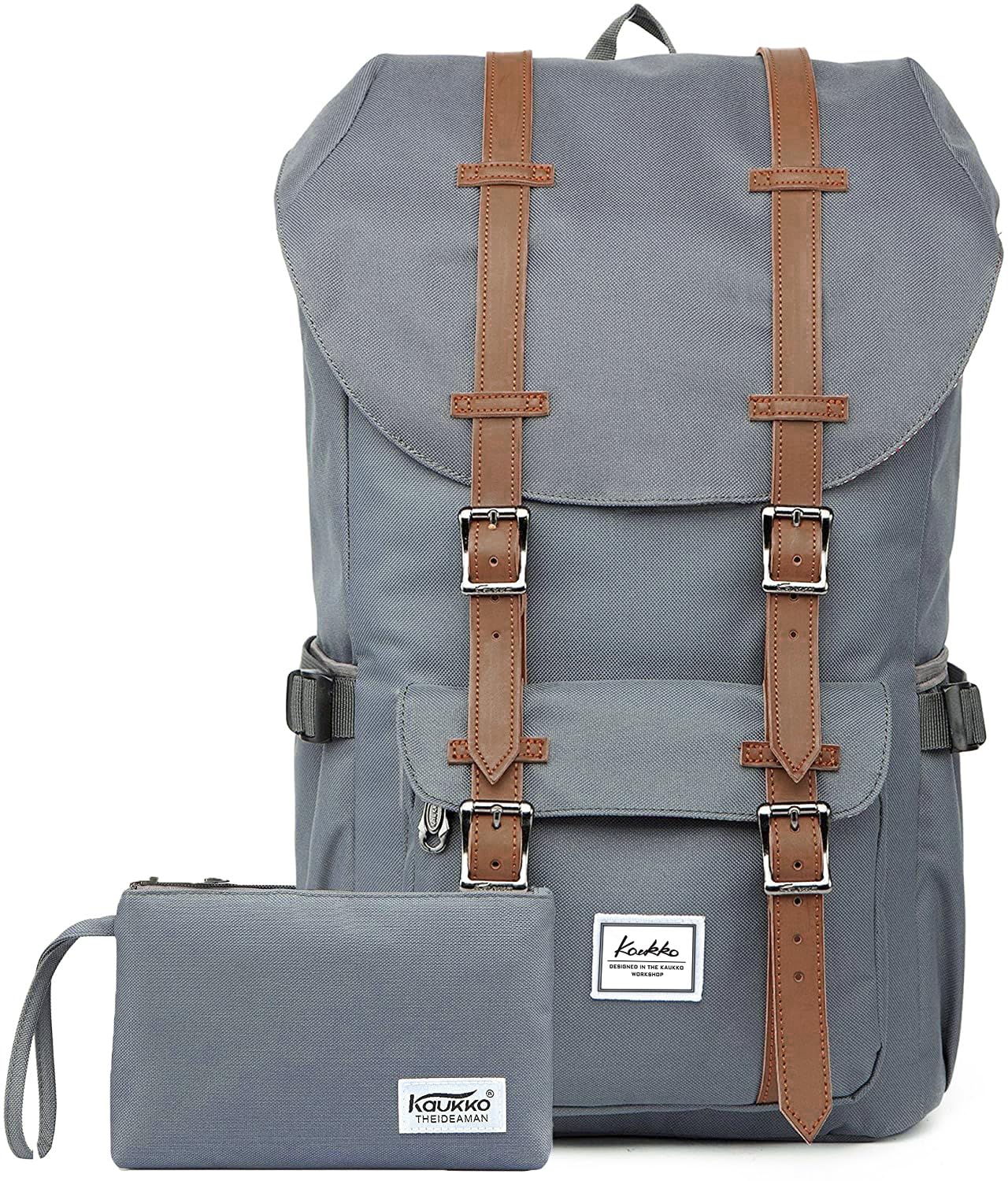 KAUKKO Rucksack Studenten Backpack 17 Zoll für 15 Notebook Lässiger Daypacks Schüler Bag Casual Daypack, 47 cm, Grey — image 1