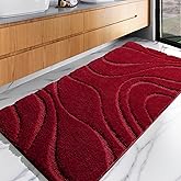 DEXDE Bathroom Rugs Runner 24 x 60 Inch, Extra Long Bathroom Rug Non-Slip Machine Washable Bath Mats Rug Burgundy Red Soft Carpets for Floor, Tub and Shower,