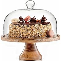 Royalty Art 4-in-1 Cake Stand with Dome, Cheese Board, Covered Platter, and Serving Tray for Pastries, Pies, Appetizers, and 