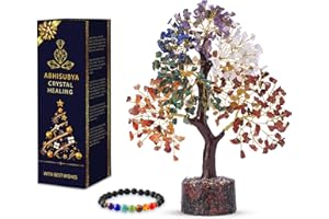 ABHISUBYA Seven Chakra Tree of Life, Crystal Tree for Positive Energy - Feng Shui Tree, Artificial Tree, Crystal Decoration, Money Tree, Handmade 7 Chakra Tree, Stone Tree, Healing Crystals, Spiritual Gifts