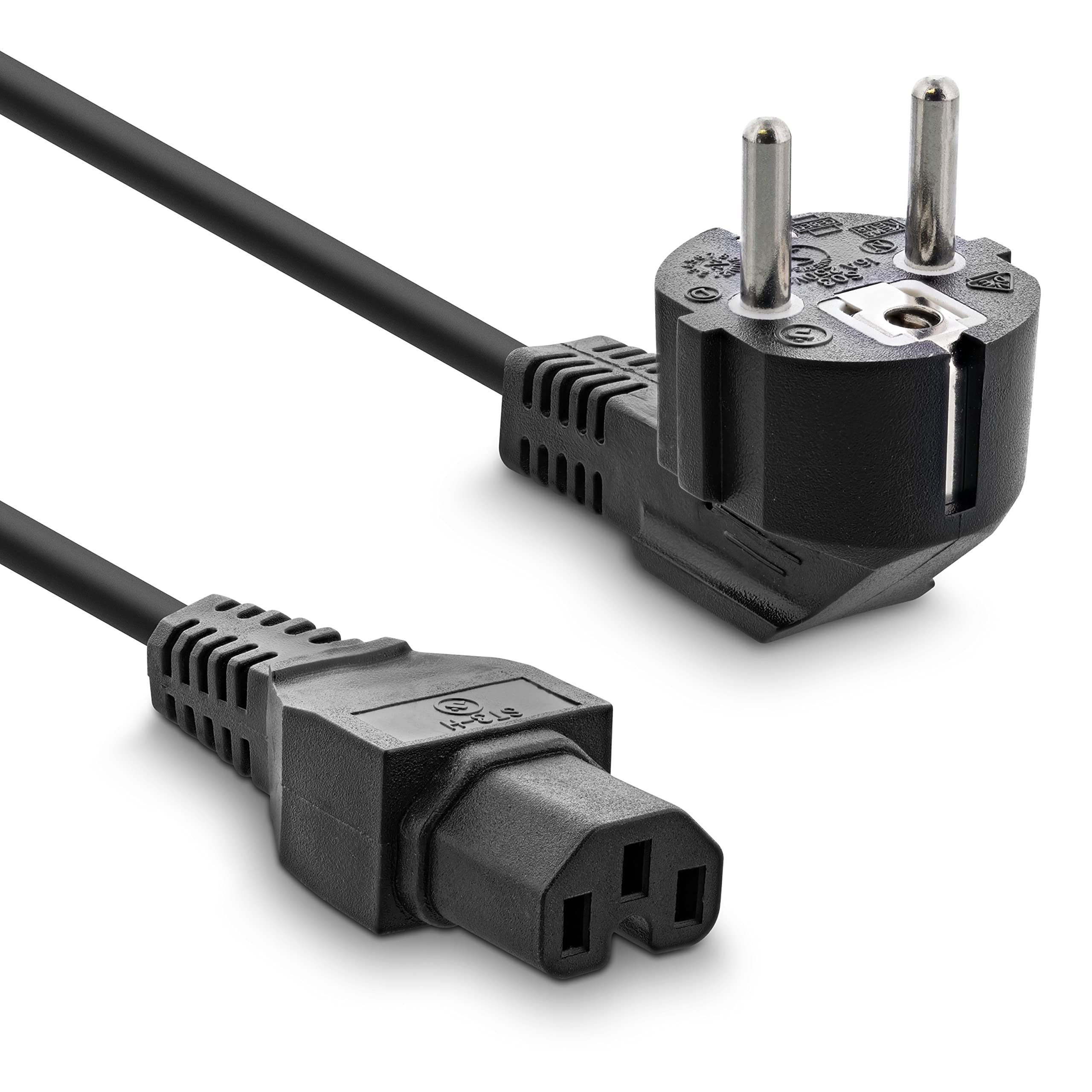 InLine Power cable, earthing contact angled to warm device plug C15 (IEC-60320) straight, type H05RN-F, black, 3 m, 16810E