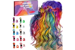 COLAYERIST Hair Chalk for Girls Washable, 10PCS Temporary Hair Color for Kids Adults, Temporary Hair Dye Wax Kids Makeup, Great Christmas Birthday Gifts for 6-10 Year Old Girl (Red etc.)