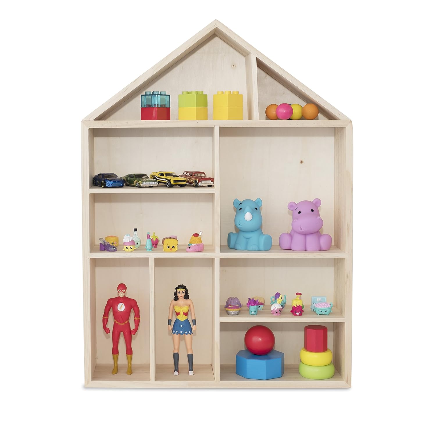 Napoli Wall Mount Or Free Standing House Shape Wooden Shadow Cubby Box Storage Knick Knack Shelf 9 Compartments Arts Collectibles Curio Display Dollhouse Natural Unfinished Wood Amazon In Home Kitchen