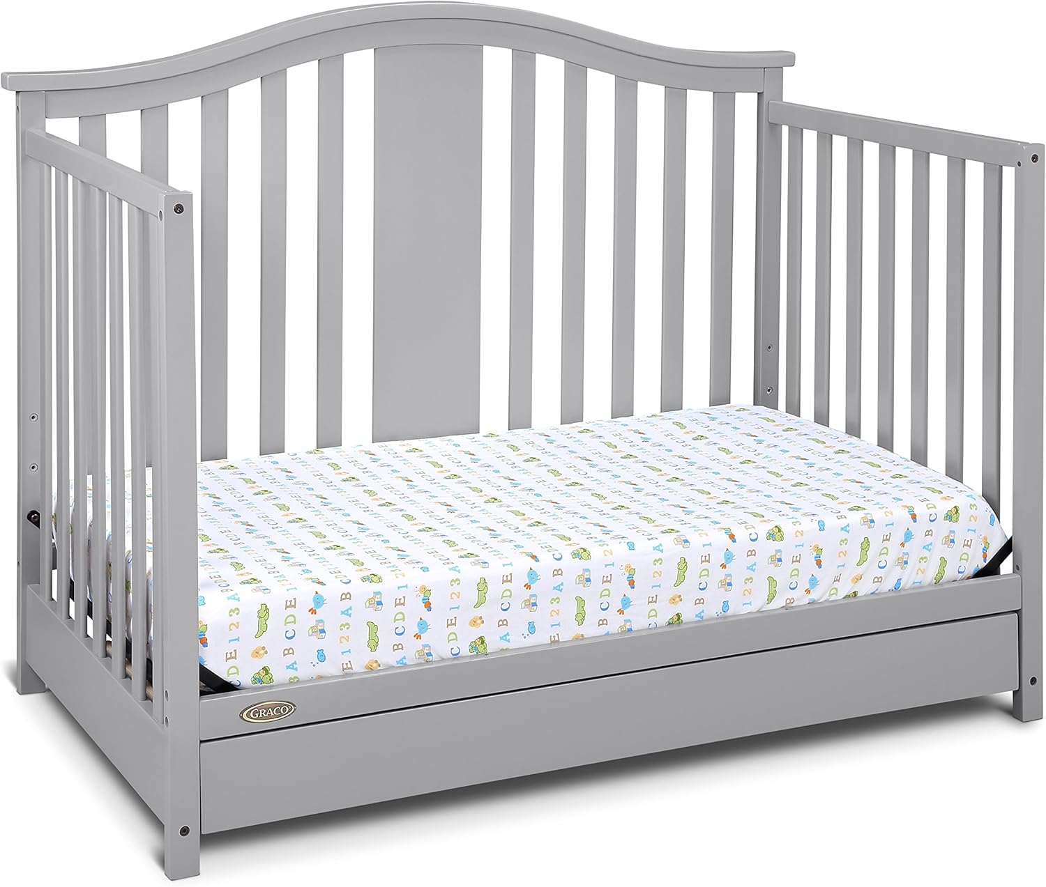graco solano 4 in 1 convertible crib with drawer pebble gray