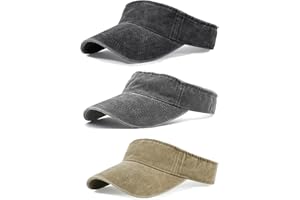 QLAUCA 3 Pack Sun Visors for Women Men Cooling Lightweight Sports Sun Hats Adjustable Twill Cotton Run Visor