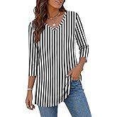 Rapbin Tunic Tops for Women Loose Fit Dressy 3/4 Sleeve V Neck T Shirts Spring Tops for Women 2026