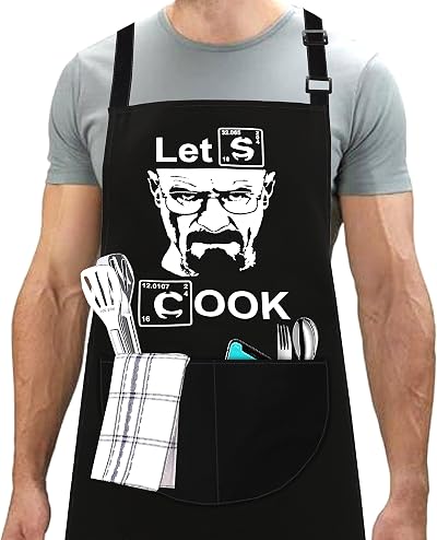 LINEN CLOSET Funny BBQ Apron for Men 2 Pockets Large 32x23 Kitchen Chef Gift