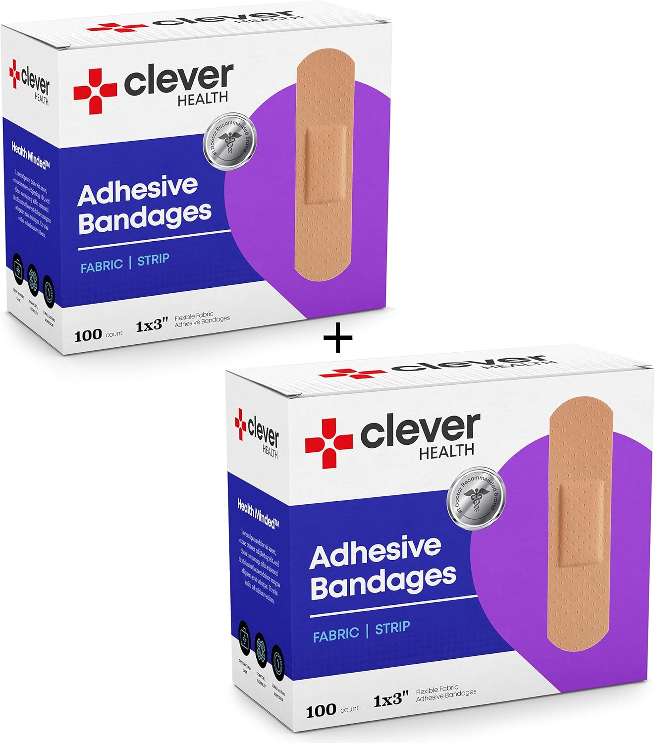 Flexible Fabric Adhesive Bandages, 1” x 3”, With Absorbent Non-Stick Pad, For Wound Care And First Aid. All One Size, 200 Count.: Health & Personal Care