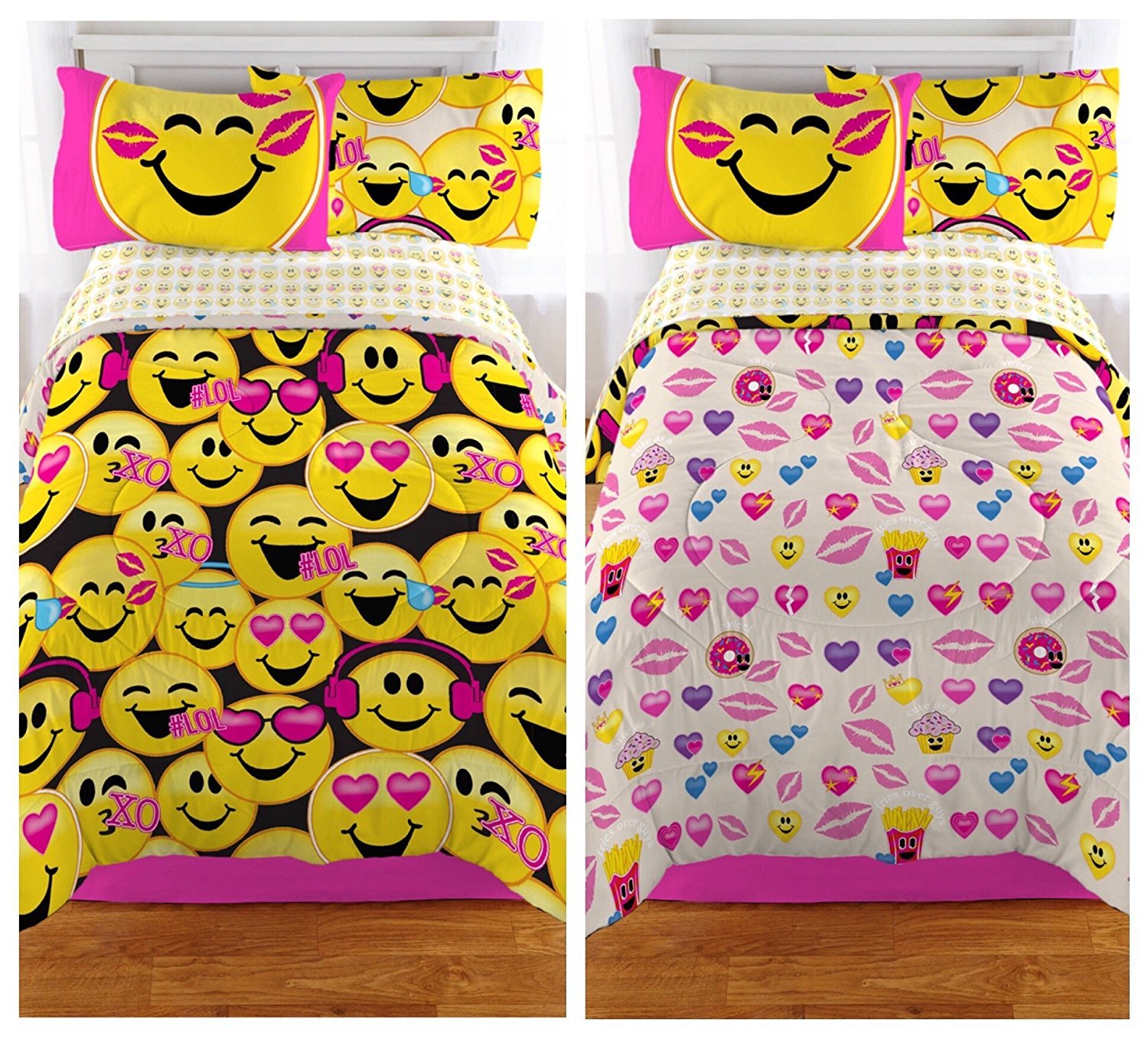 Emoji Reversible Microfiber Girls Comforter - Twin