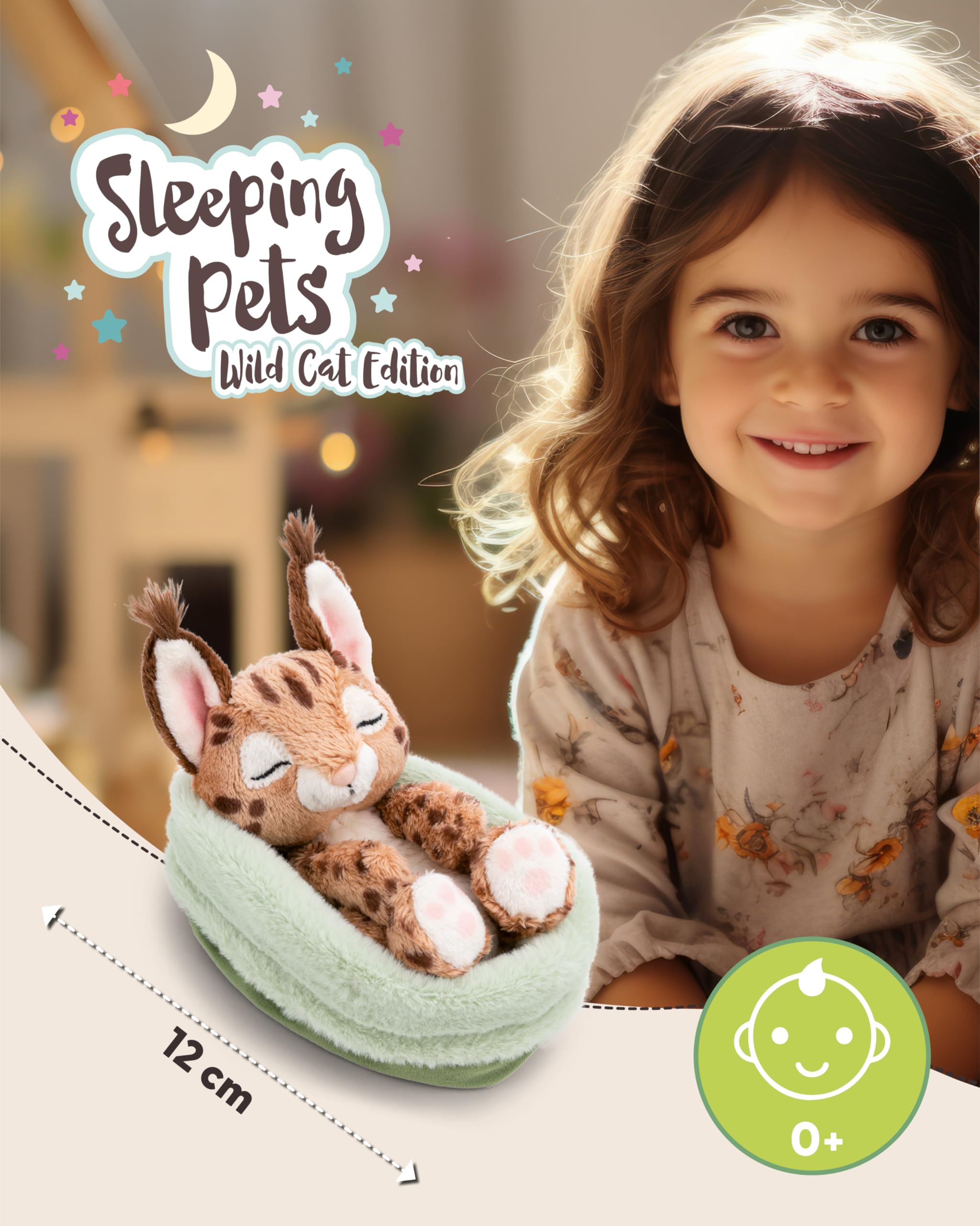 NICI Kuscheltier Karakal 12cm schlafend im Körbchen - braun - Stofftier aus weichem Plüsch, niedliches Plüschtier zum Kuscheln und Spielen, für Kinder & Erwachsene, tolle Geschenkidee - 62874 2