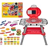 Play-Doh Sizzlin' Grill Playset with Lights &amp; Sounds, 17 Accessories, BBQ Toys for Boys &amp; Girls 3+, Play Food Arts &amp; Crafts, Red