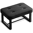 iTsst Small Ottoman，Foot Rest Stool,Leather Step Stool for Under Desk,Rectangular Shoe Seat for Living Room, Bedroom and Kitchen, Couch, Entryway(Black) (Leather, 1)