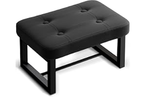iTsst Small Ottoman，Foot Rest Stool,Leather Step Stool for Under Desk,Rectangular Shoe Seat for Living Room, Bedroom and Kitchen, Couch, Entryway(Black)
