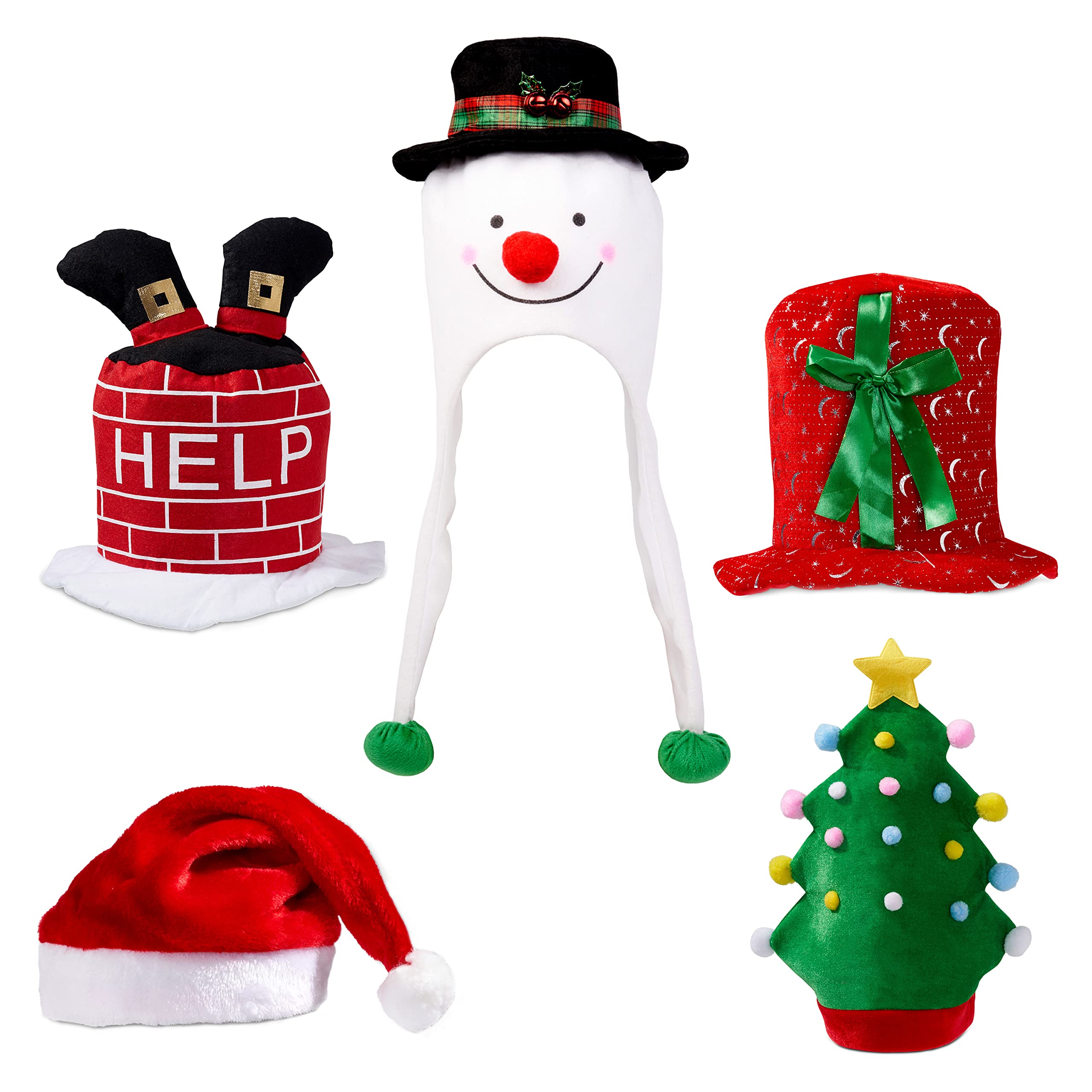 THE TWIDDLERS 5 Funny Christmas Hats, Christmas Party Hats, Fancy Dress Christmas Hat for Kids & Adults, Hilarious Festive Novelty Designs for Xmas