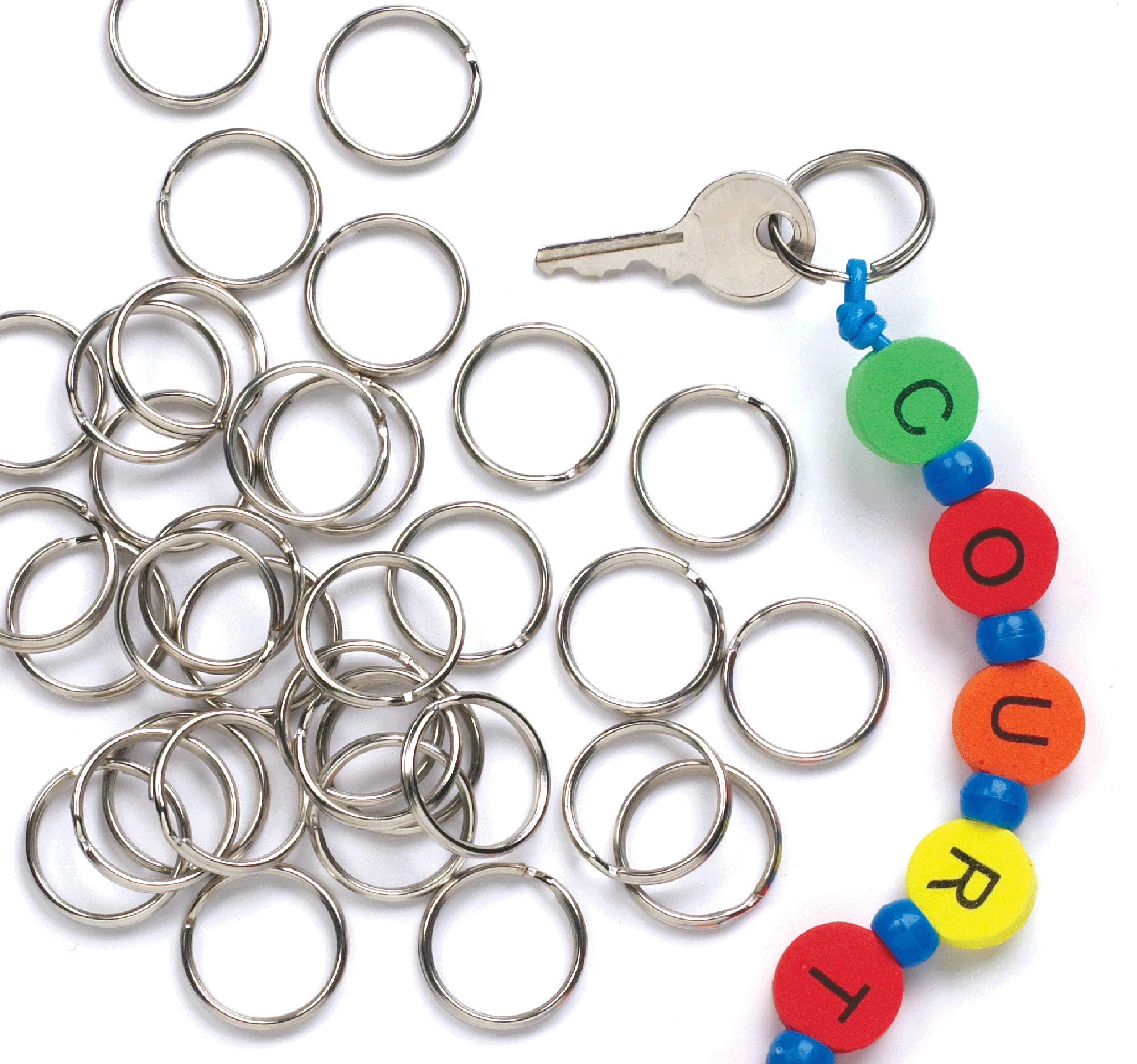 Baker Ross E979 Split Metal Keyrings Value Pack— Ideal for Keychain-Making, Kids' Arts and Crafts, Gifts, and More (Pack of 100), Silver, 19mm