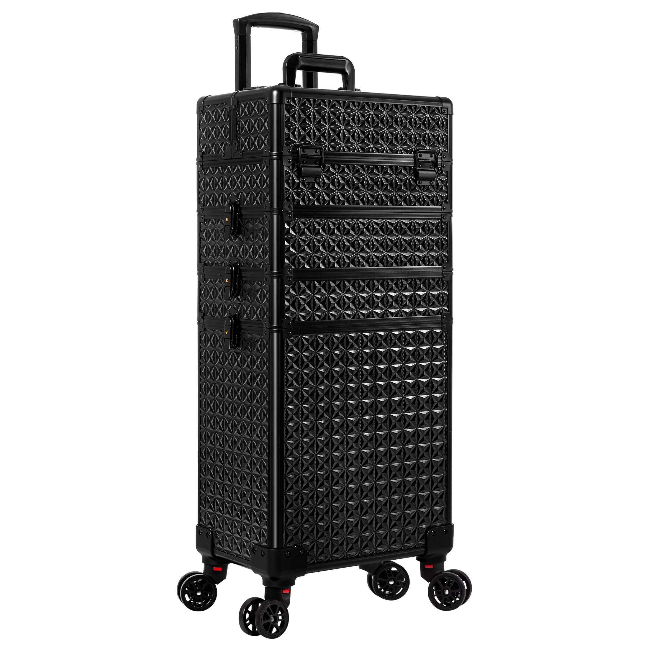 Photo 1 of AROUS 5 in 1 Rolling Makeup Train Case Cosmetology Case on Wheels Large Cosmetic Organizer Travel Cart for Hairstylist Artist Nail Beauty Salon Barber,Black