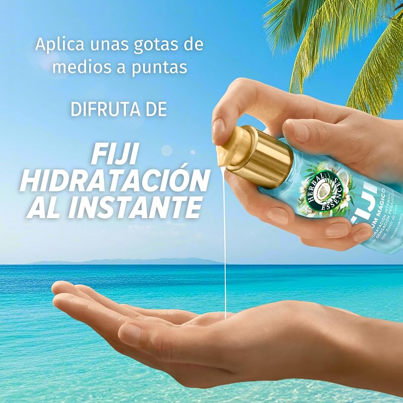 Champô Fiji 350ml, amaciador 250ml e Magic Serum sem enxaguamento 95ml de hidratação leve. Com extrato de coco. Para cabelo macio e sedoso