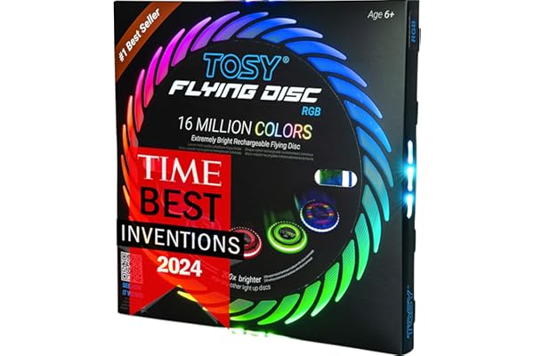 TOSY Flying Disc - 108 RGB Multicolor or 36 Monocolor LEDs, Super Bright, Smart Modes, Birthday Gift, Camping Toy for Kid/Tee
