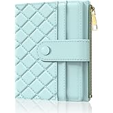 Aiawoxc Womens Wallet, RFID Small Slim Wallets for Women, Compact Credit Card Holder, Cute Leather Bifold Ladies Purse with Zipper Coin Pocket and ID Window, Blue