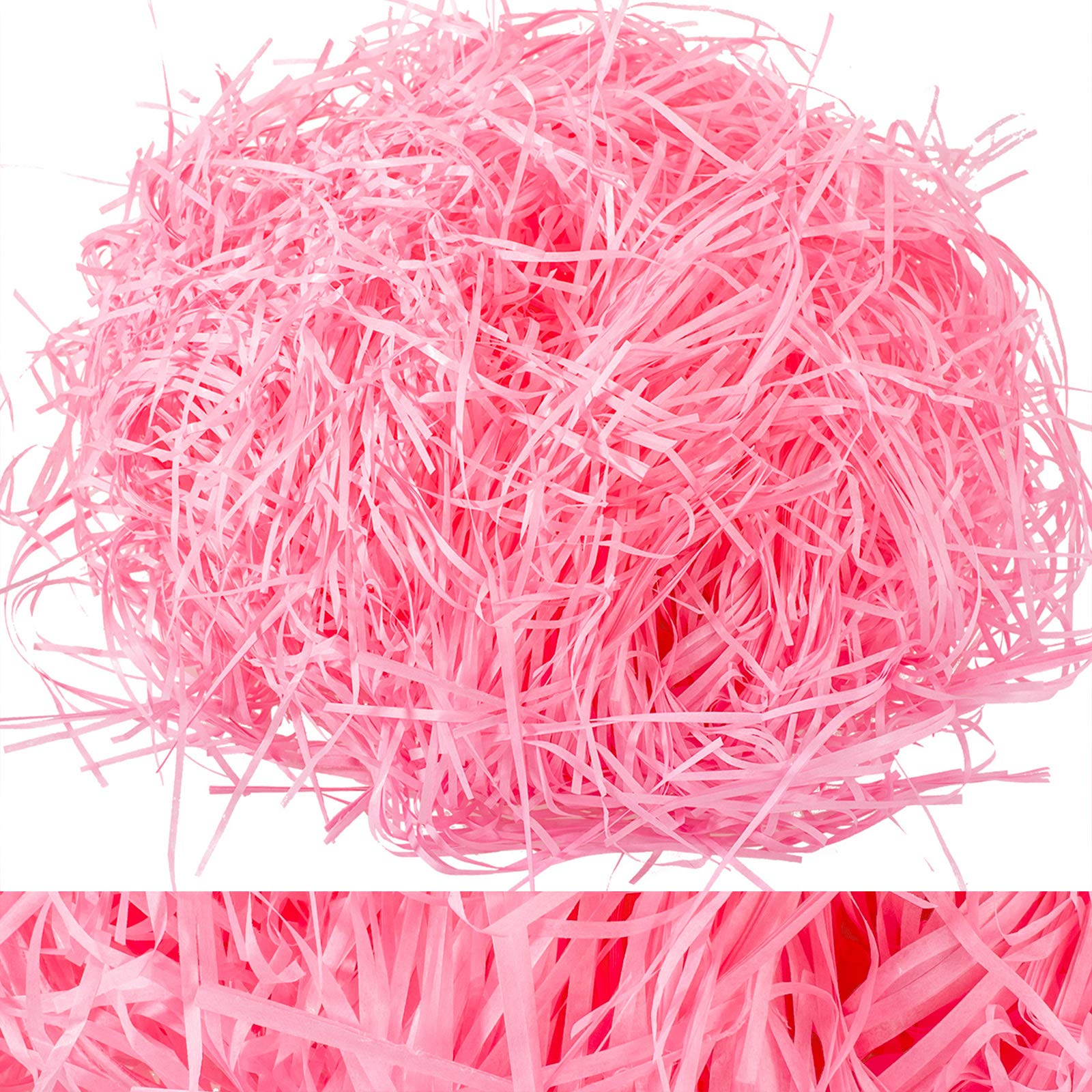Whaline 120g 4 Oz Basket Grass Craft Shredded Tissue Raffia Gift Filler Paper Shreds for DIY Gift Packaging Easter Basket Filling Egg Stuffer Party Supplies Accessories Decoration (Light Pink)
