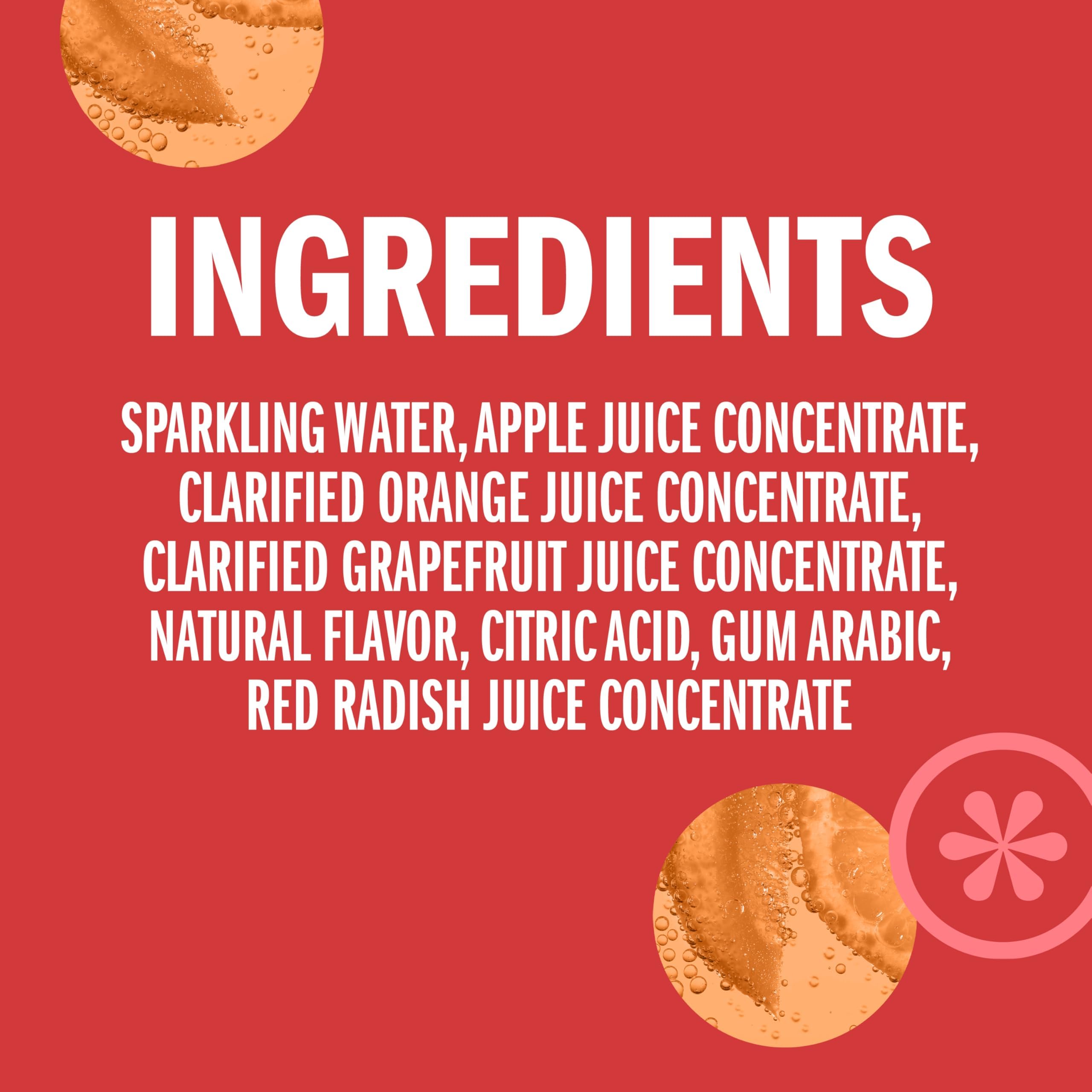 IZZE Sparkling Water Juice Beverage Blend, Grapefruit, No Sugar Added, 8.4 FL OZ, 24 Cans