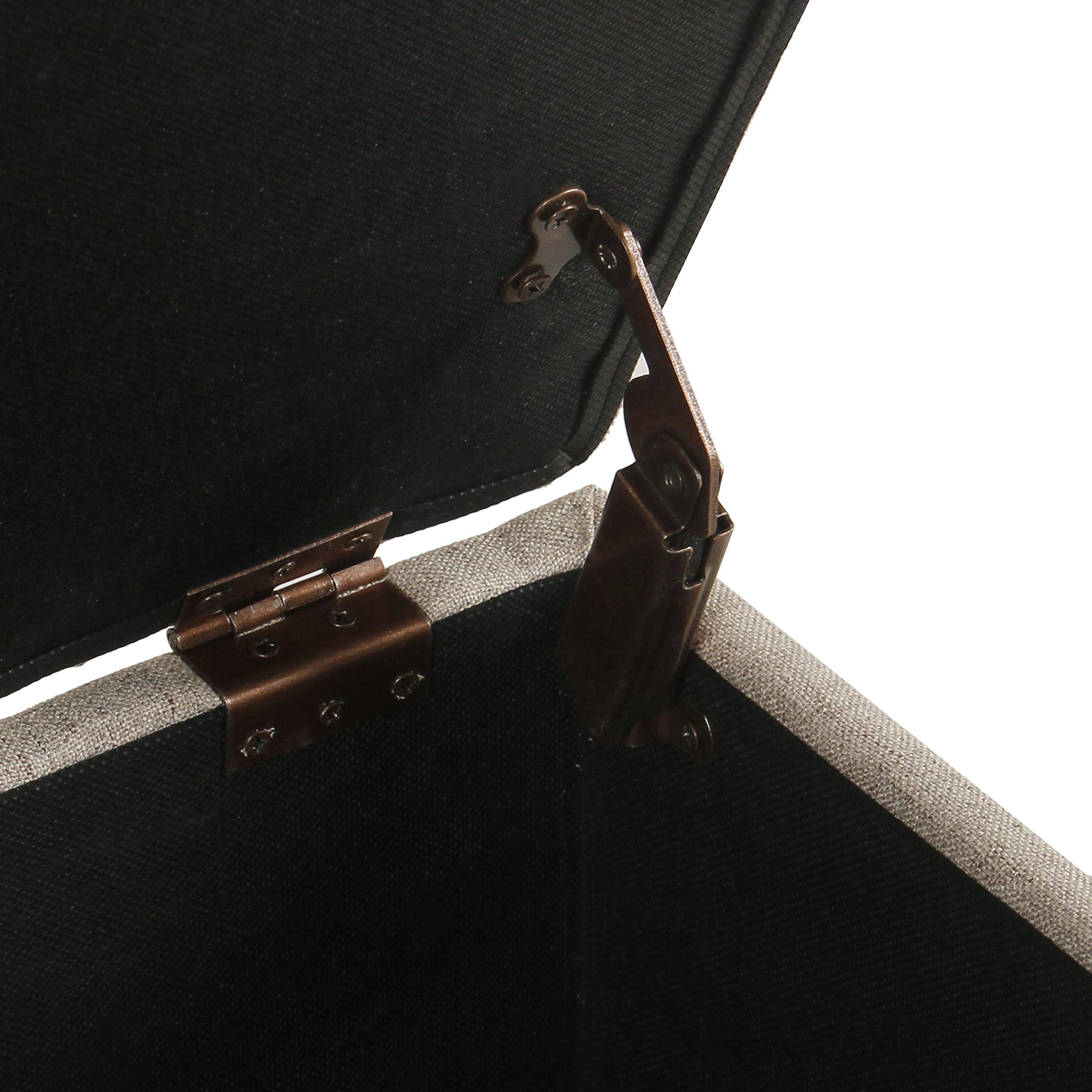 Homepop Home Decor | Tufted Ainsley Button Storage Ottoman Bench with Hinged Lid | Ottoman Bench with Storage for Living Room & Bedroom, Tan - Image 5