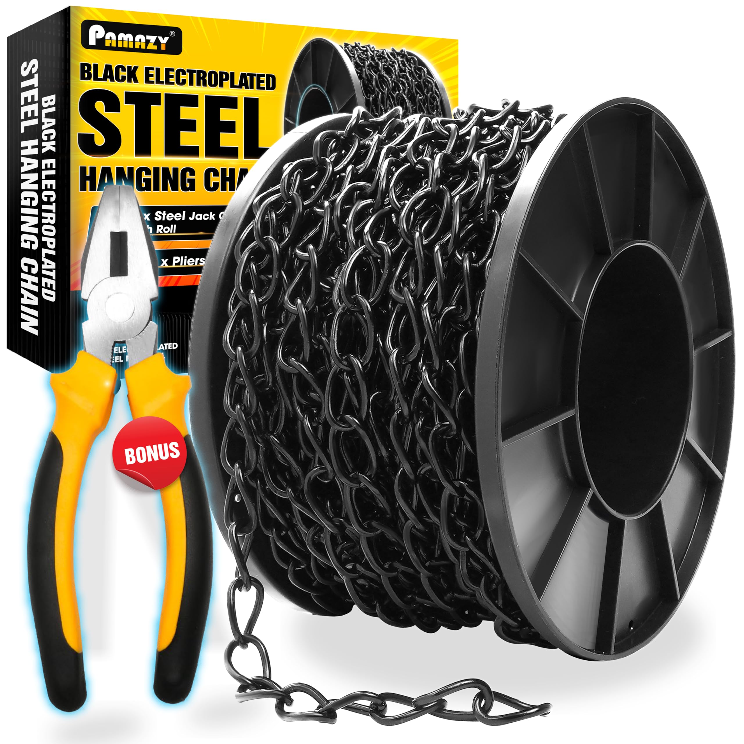 Photo 1 of [Upgraded] 50FT Black Electroplated Steel Hanging Chain Roll, Pliers Included, 20LBS Load Capacity, Durable, Rust-Resistant, Adjustable Length for Hanging Bird Feeders, Planters, Lanterns, Billboards
