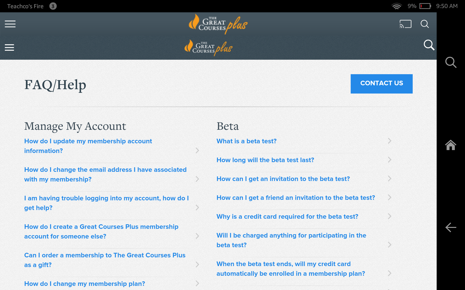 The Great Courses Plus Appstore for Android