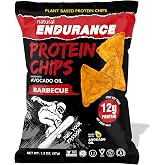Natural Endurance Protein Chips - Healthy Low Carb Chips, 12g of Protein per Bag, Non GMO, Made with Avocado Oil, Vegan, Nut Free, On the Go Snack - BBQ Flavor, 1.38 oz Bags (Pack of 8)