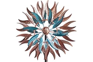 Senflame Large Outdoor Metal Wind Spinner,Two-Way Wind Sculptures,360 Degrees Kinetic Wind Spinners Yard Art Decor for Patio, Lawn & Garden 63 * 13.4 Inches