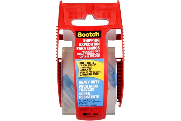 Scotch Heavy Duty Shipping Packaging Tape, 1 Roll with Dispenser, 1.88" x 22.2 Yards, 1.5" Core, Great for Packing, Shipping 