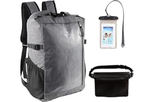 Sunnylon Dry Bag Backpack,25L Dry bags waterproof Kayaking, Waterproof bag with Waist Pouch and Phone Case,Waterproof Backpack Marine dry bag for Kayaking, Beach, Rafting, Boating (Gray)