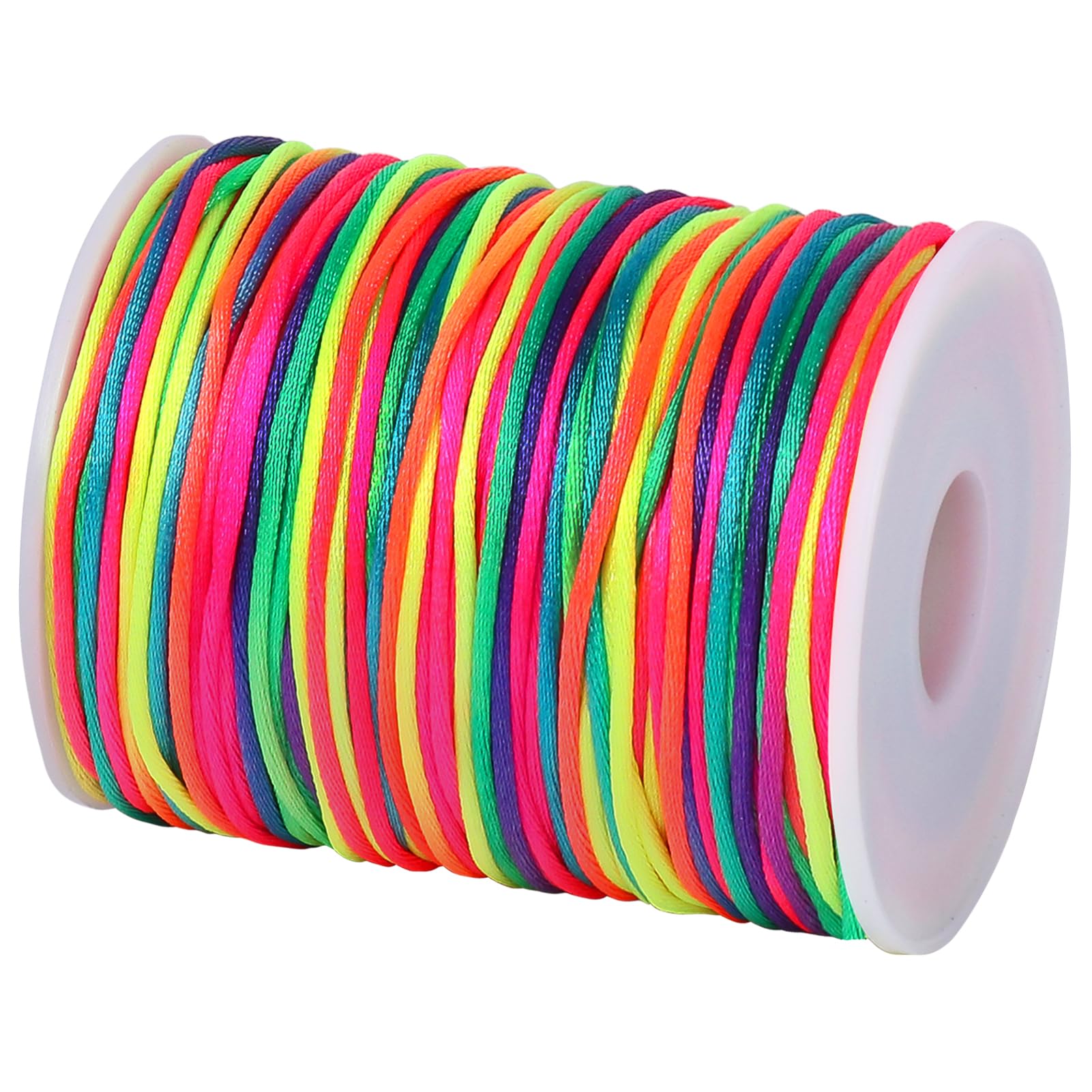 Tenn Well 2mm Bracelet String, 90m Colorful Rainbow Nylon String for Bracelet Necklaces Jewelry Making, Beading, Knotting, Binding, Wrapping and Crafts