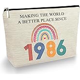 TOBYOVU 40th Cosmetic Bags - 40th Birthday Gifts For Her, Women - 1986 Makeup Bag - Making The World a Better Place Since 1986 - Forty Birthday Decorations For Female, Friends - Turning 40 Gifts