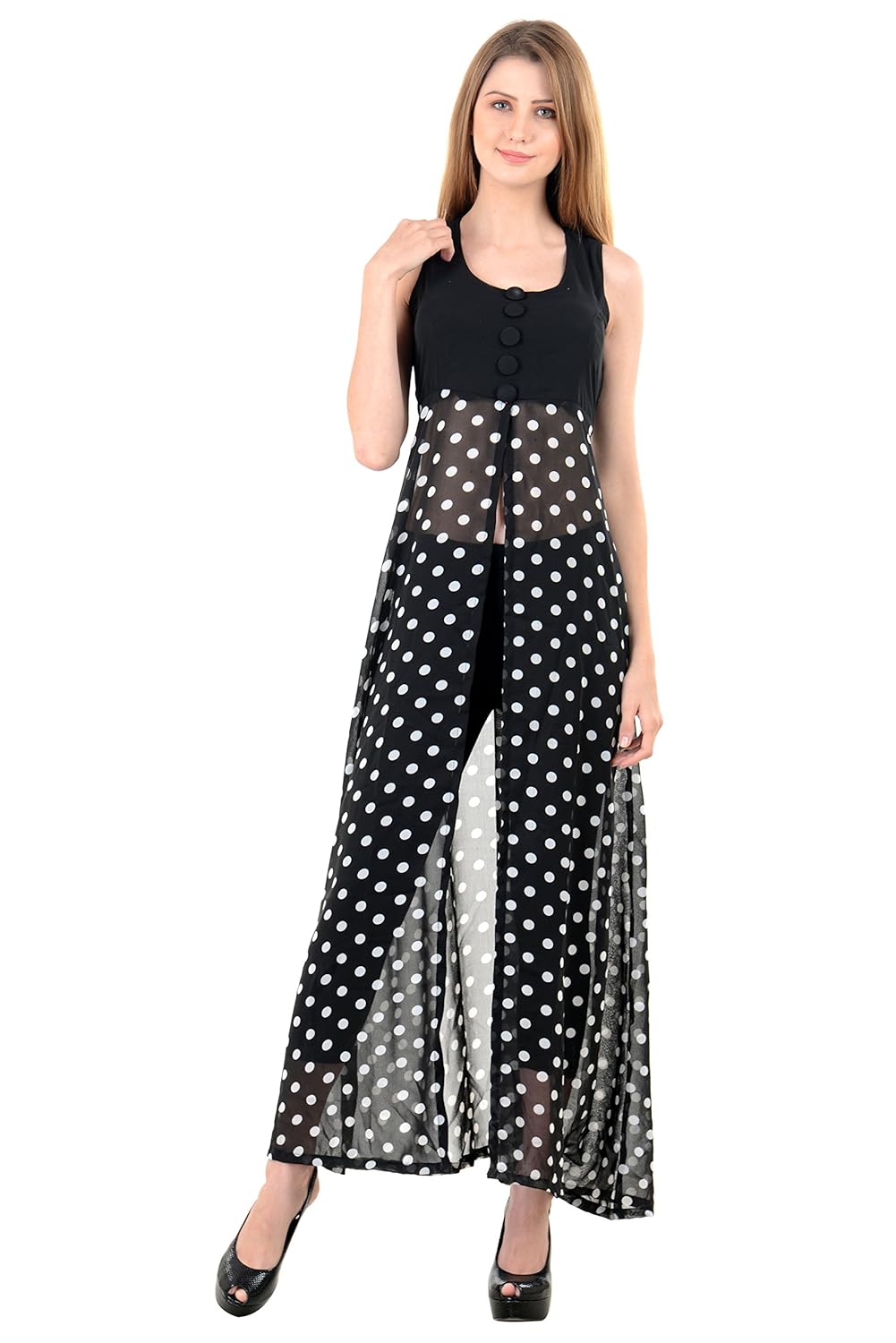 black and white long dress