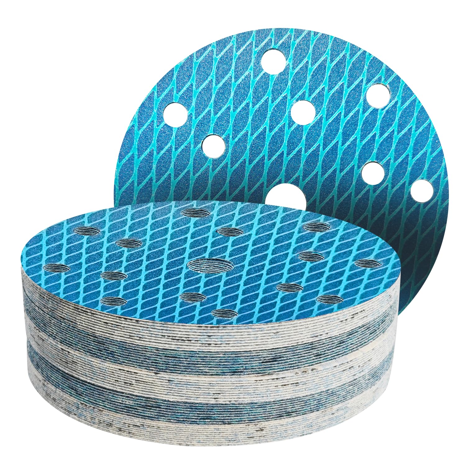 GZKTY 150mm Sanding Discs, 50 Pieces, 15 Holes, Grits 320, Diamond Shape, Reduce Blockage, for 6 Inch Orbital Sanders — image 1
