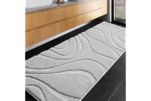 DEXDE Bathroom Rugs Mat Runner 24x60, Light Grey Bath Rugs for Double Sink Vanity Ultra Long Non-Slip Machine Wash Dry Bath Mats Large Soft Absorbent Microfiber Carpet for Bathroom Floor Tub Shower