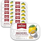 King Oscar Mackerel in Olive Oil with Lemon, 4.05 Ounce Cans (Pack of 12, Packaging May Vary), Skinless & Boneless, Wild Caught Canned Mackerel