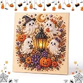 Halloween Ghost Pearl Art DIY Kit,Spooky 3D Diamond-Painting Crafts(B) | Halloween Theme, DIY Activity,Pearl Painting Kits for Adults,DIY Fall Home Decor Wall Art, Beginner DIY Seasonal Party Gift
