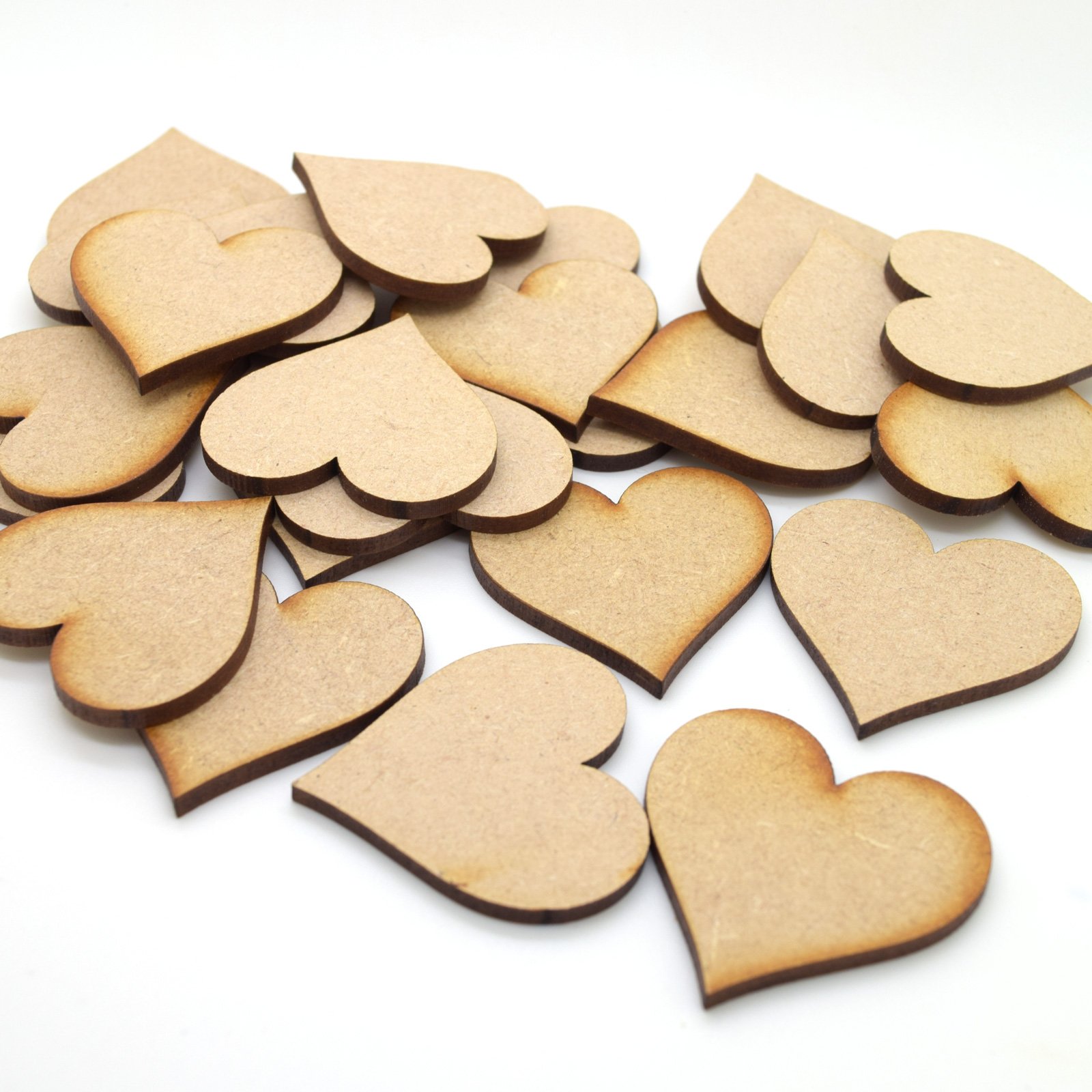 3cm MDF Hearts - Pack of 50 - Wooden Cut Out Craft Shape, Embellishments (3cm / 30mm)