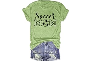 ZUNQKG Womens Soccer Mom Tshirt Crewneck Short Sleeve Summer Casual Funny Cute Soccer Graphic Tees