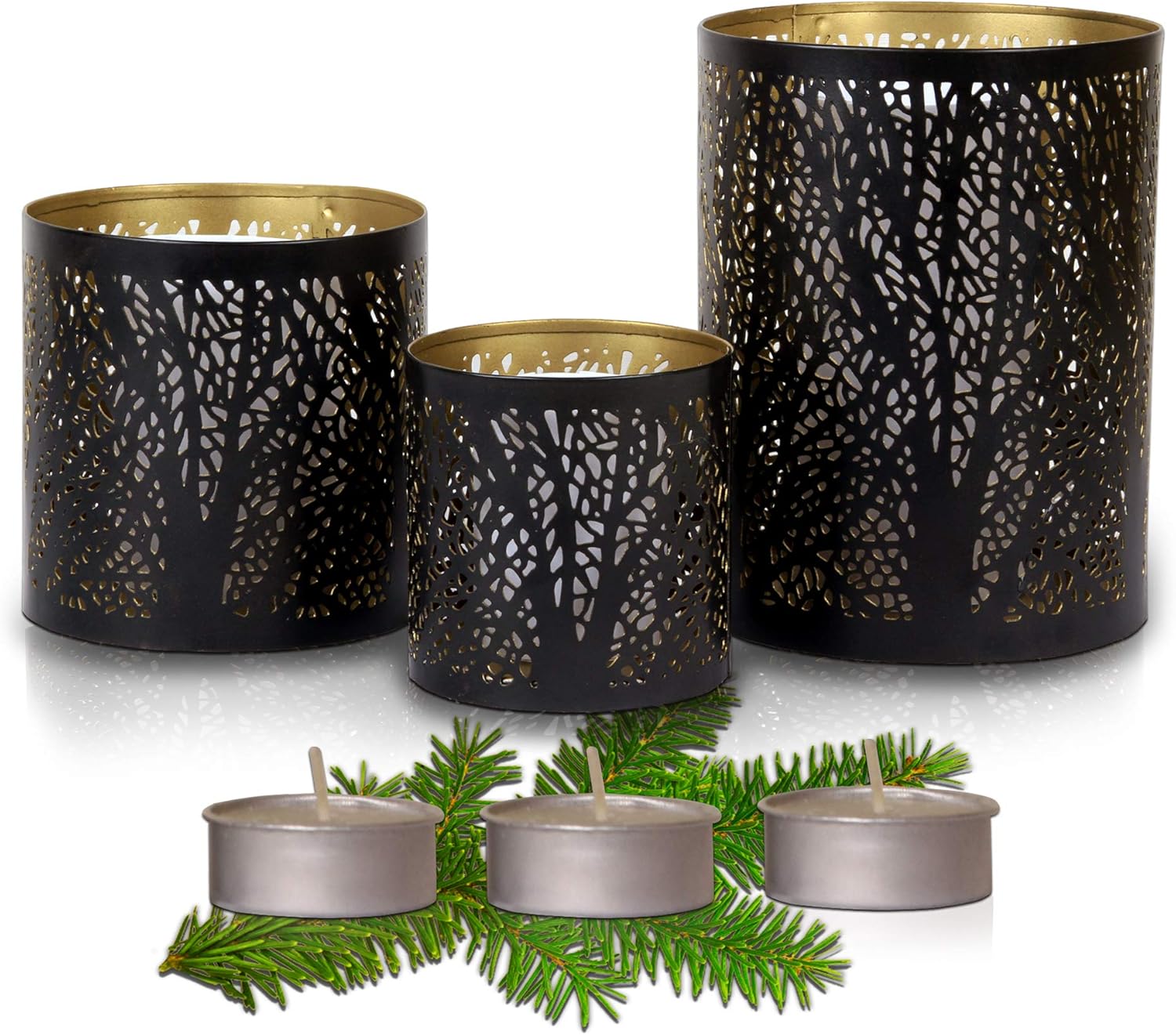 Hestia Black and Gold Candle Holder Set of 3 Stunning