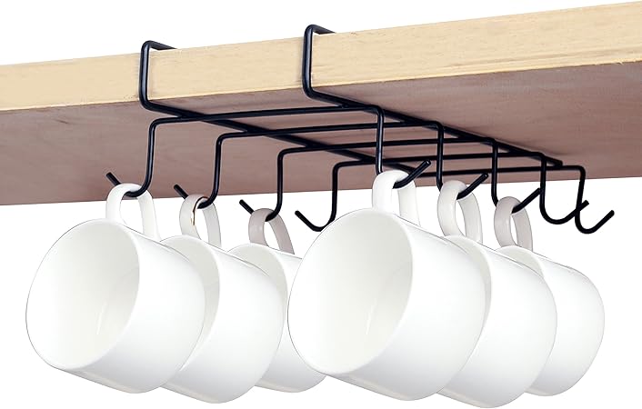Soporte para tazas de café debajo del estante, 10 ganchos, estante de