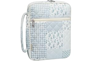 WOBAGMEN Bible Cover Case for Women,Large Bible Tote Bags Organizer Quilted Carrying Case for Girls,Bible Study Supplies Accessories Christian Gifts for Women (greenblue pin, M)