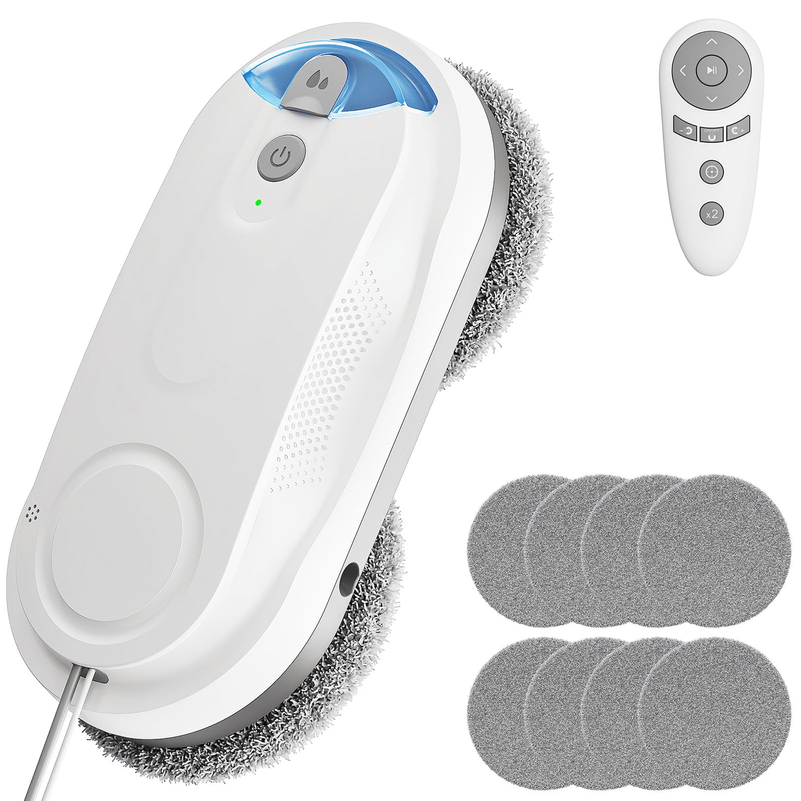 KKI Robot de limpieza de ventanas, robot limpiador de ventanas automático, pulverización dual, máx. 3200 Pa, planificación de ruta AI y detección de bordes, control remoto para ventanas de gran altura, puerta de vidrio, 10 paños, X3 (blanco)