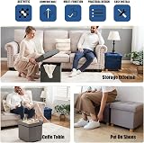 BRIAN & DANY Folding Ottoman Storage Box with Wood Legs Gray 38 cm view 6