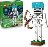 LEGO Minecraft Skeleton Figure with Diamond Helmet Grass Base view 1