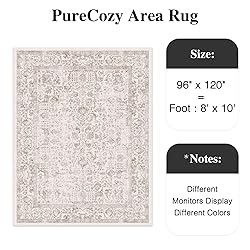 PureCozy Light Brown Area Rug 8x10 Indoor Vintage