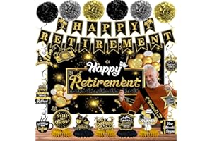 Happy Retirement Party Decorations Kit for Men Women, 42PCS PRE-STRUNG Retirement Party Decorations,Including Sash, Banner Ba