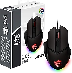 MSI CLUTCHGM20 Elite Gaming USB RGB Adjustable up to 6400 DPI Desktop Laptop Gaming Grade Optical Mouse (Clutch GM20 Elite)